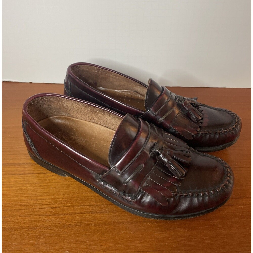 Bass Leather Loafers Shoes Men's Size 10 Weejuns Burgundy Tassle Preppy Vintage